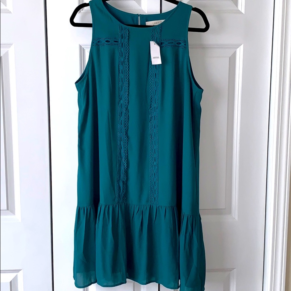 Beautiful Teal Loft Dress with Lace Detail